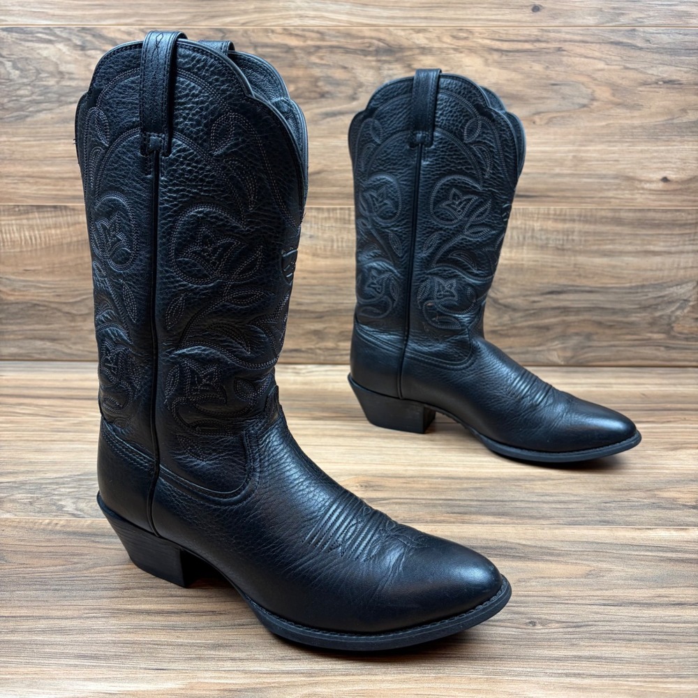 Ariat Heritage R Toe Womens 8B Western Boots 11" Black Leather 10001037
